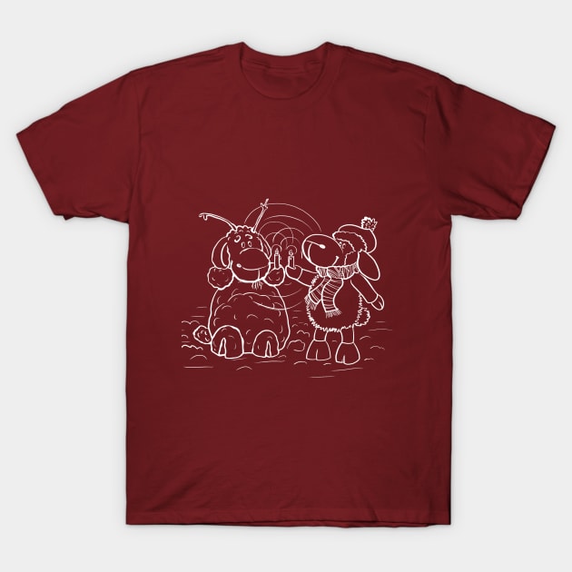 Sheep and Snowman - Miss you T-Shirt by mnutz